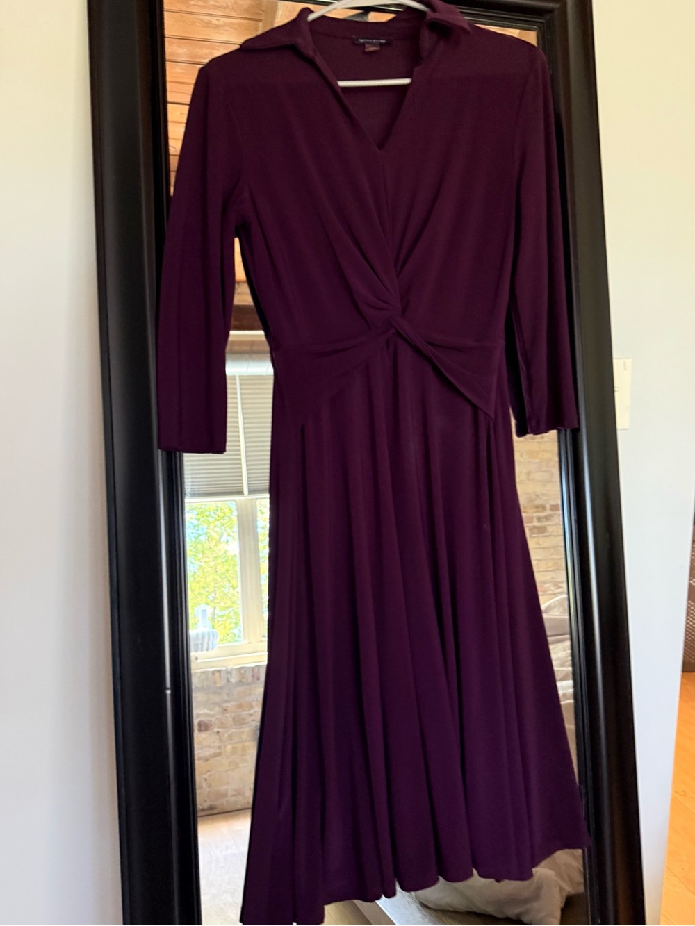 Tommy Hilfiger Deep Plum Twist-Front Midi Dress